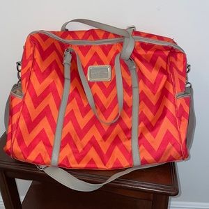 Stylish Jessica Simpson Orange and Red Chevron Print  oversized travel Bag